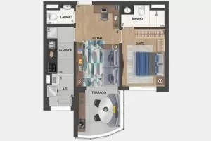 Air Brooklin Brooklin 48m² 01 Dormitórios 01 Suítes 1 Vagas